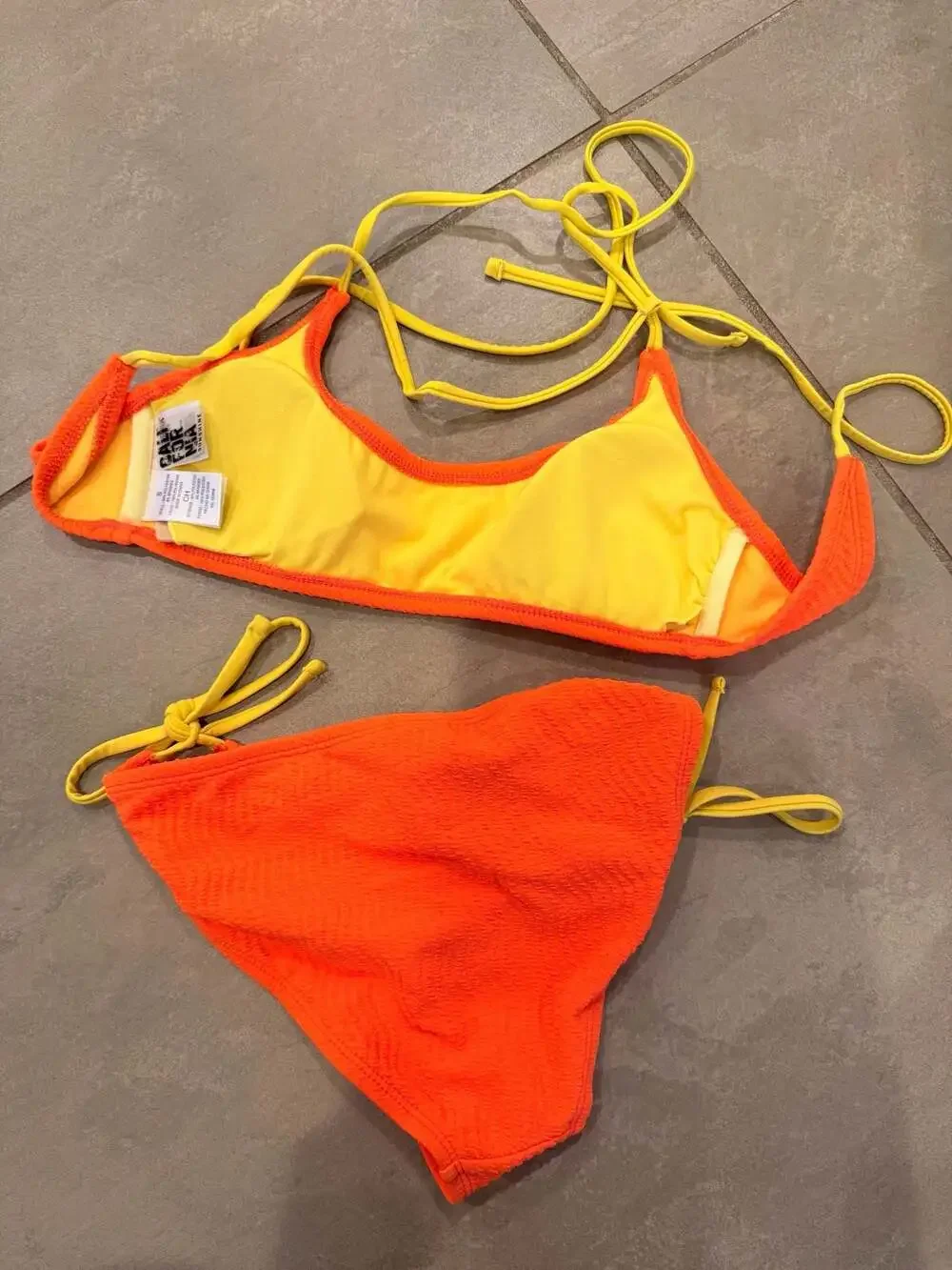 Girls California Sunshine Orange Textured Bikini Set